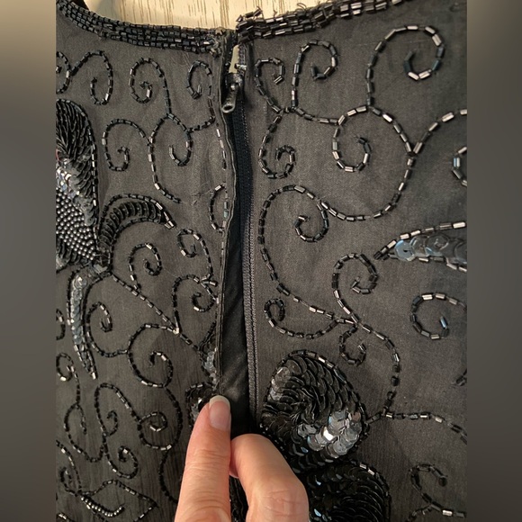 Vintage Stenay beaded silk top Black Sz Medium New with Tags - Picture 9 of 12